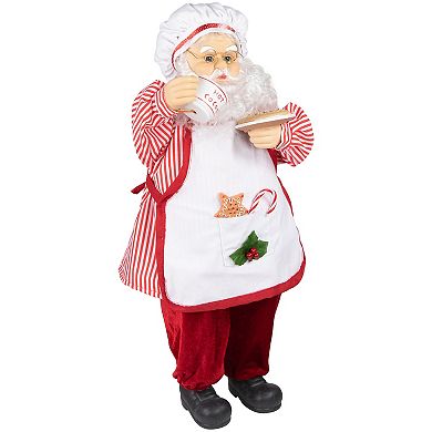 Northlight 24" Animated & Musical Chef Santa Claus With Hot Cocoa & Cookie Christmas Figure