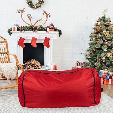 Northlight Red and Black Artificial Christmas Tree Rolling Storage Bag