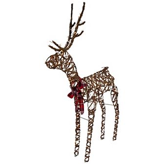 Northlight 47" LED Pre-Lit Standing Rattan Reindeer Outdoor Christmas Decoration