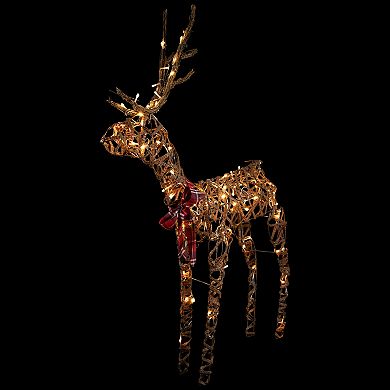 Northlight 47" LED Pre-Lit Standing Rattan Reindeer Outdoor Christmas Decoration