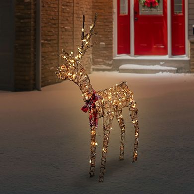 Northlight 47" LED Pre-Lit Standing Rattan Reindeer Outdoor Christmas Decoration