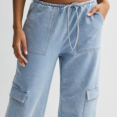 Juniors' Vanilla Star Cozy Knit Cargo Jeans