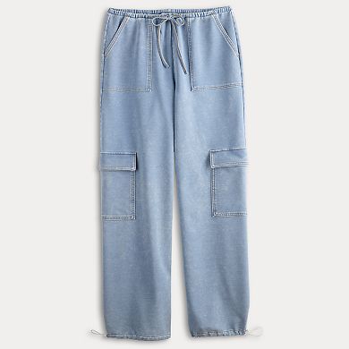 Juniors' Vanilla Star Cozy Knit Cargo Jeans