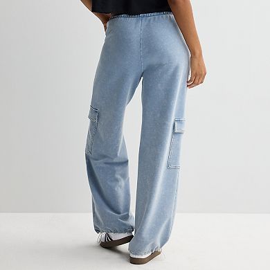 Juniors' Vanilla Star Cozy Knit Cargo Jeans