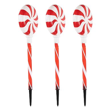 Northlight Lighted LED Peppermint Candy Christmas Pathway Markers Set of 3