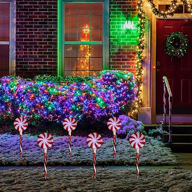 Northlight Lighted LED Peppermint Candy Christmas Pathway Markers Set of 3
