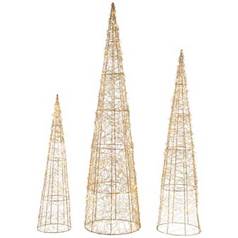 Northlight LED Twinkle Lighted Copper Mesh Cone Trees Outdoor Christmas Decoration 3 pc Set