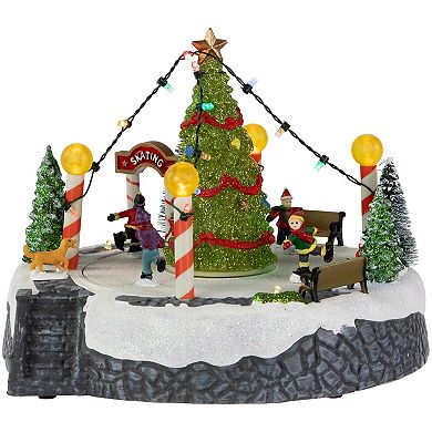Northlight Animated and Musical Ice Skaters Christmas Scene Village Display