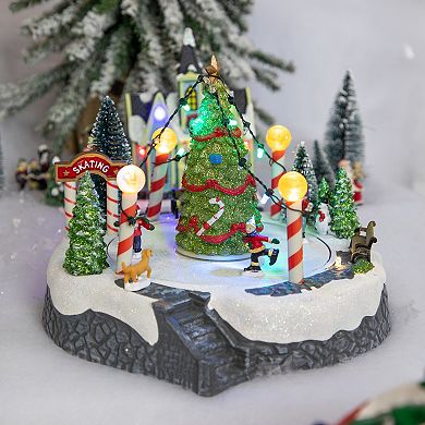 Northlight Animated and Musical Ice Skaters Christmas Scene Village Display