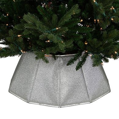 Northlight 27" Shiny Silver Fabric Hexagonal Christmas Tree Collar