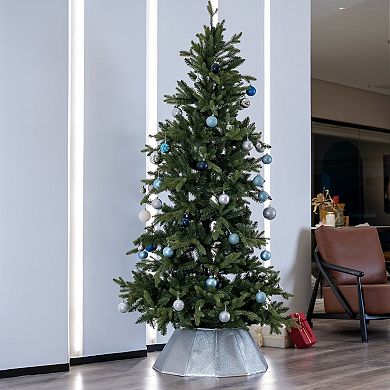 Northlight 27" Shiny Silver Fabric Hexagonal Christmas Tree Collar