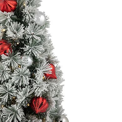 Northlight 3' Pre-Lit Potted Snowy Bristle Pine Artificial Christmas Tree