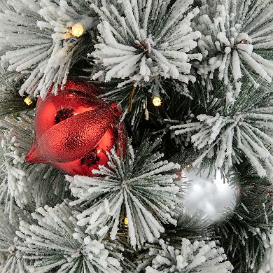 Northlight 3' Pre-Lit Potted Snowy Bristle Pine Artificial Christmas Tree