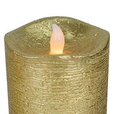 Northlight Brushed Golden LED Flameless Christmas Pillar Candles Set of 3