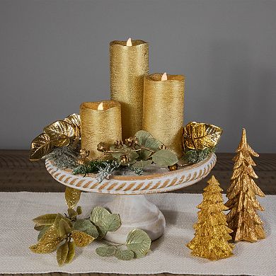 Northlight Brushed Golden LED Flameless Christmas Pillar Candles Set of 3