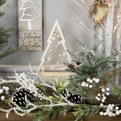 Northlight 11" Lighted Wooden Christmas Tree with Stars Table Décor