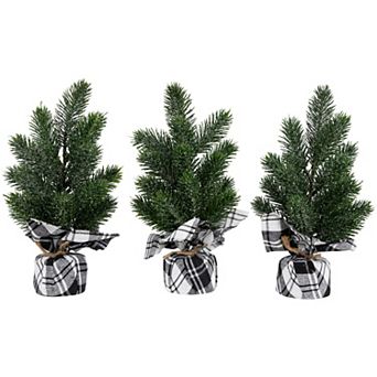 Northlight Mini Iced Pine Artificial Christmas Trees 3 pc Set