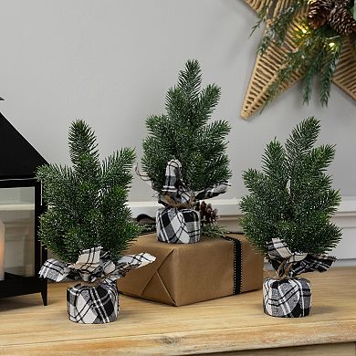 Northlight Mini Iced Pine Artificial Christmas Trees 3-piece Set