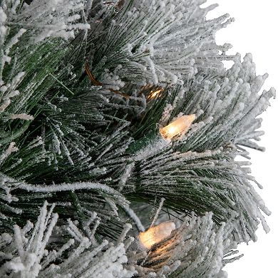 Northlight Pre-Lit Snowy Bristle Pine with Ornaments Artificial Christmas Tree