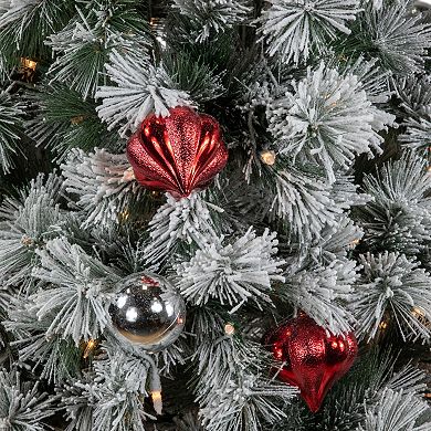 Northlight Pre-Lit Snowy Bristle Pine with Ornaments Artificial Christmas Tree