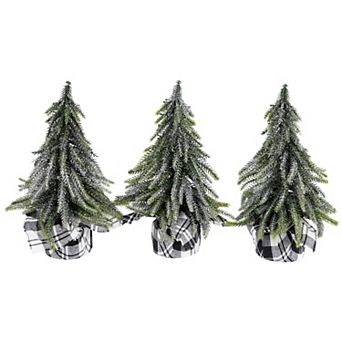 Northlight Mini Silvery Pine Downswept Artificial Christmas Trees 3 pc Set