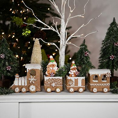 Northlight Frosted Gingerbread Train Christmas Decoration 4-piece Set
