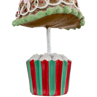 Northlight 10.25" Pink Frosted Waffle Cone Christmas Cupcake Tree Figurine