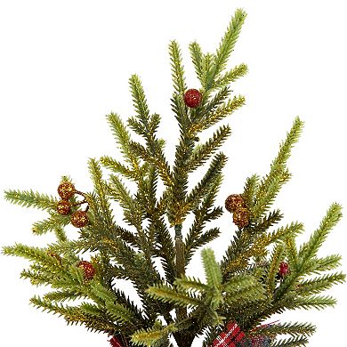 Northlight Mini Glittered Pine with Berries Artificial Christmas Trees 3-piece Set