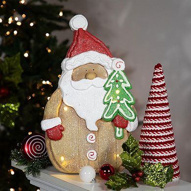 Northlight 15.5" LED Gingerbread Santa Claus Glittered Christmas Figure