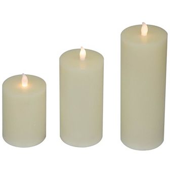 Northlight Cream LED Flickering Flameless Pillar Christmas Candles Set of 3