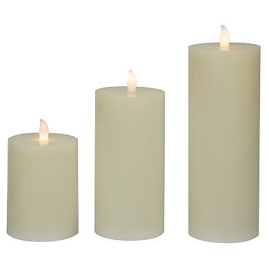 Northlight Cream LED Flickering Flameless Pillar Christmas Candles Set of 3