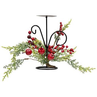 Northlight Artificial Apples & Berries Christmas Pillar Candle Holder