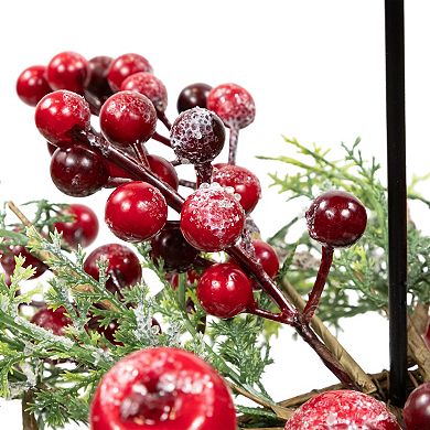 Northlight Artificial Apples & Berries Triple Pillar Christmas Candle Holder