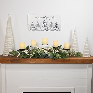 Northlight Berries & Eucalyptus Artificial Christmas Candle Holder