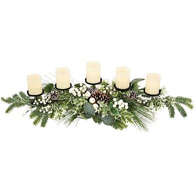 Northlight Berries & Eucalyptus Artificial Christmas Candle Holder