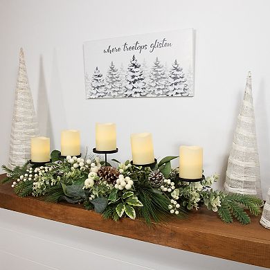 Northlight Berries & Eucalyptus Artificial Christmas Candle Holder