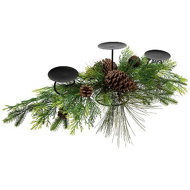 Northlight Real Touch™️ Jingle Bell & Pine Cones Artificial Christmas Pillar Candle Holder