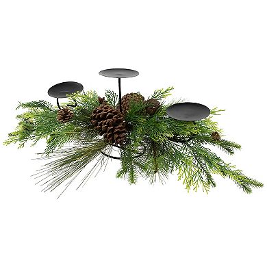 Northlight Real Touch™️ Jingle Bell & Pine Cones Artificial Christmas Pillar Candle Holder