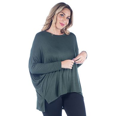 Plus Size 24Seven Comfort Apparel Oversized Long Sleeve Dolman Top