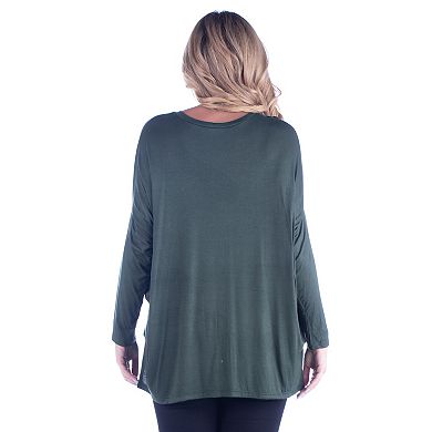 Plus Size 24Seven Comfort Apparel Oversized Long Sleeve Dolman Top