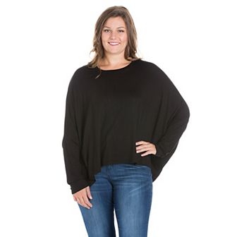 Plus Size 24Seven Comfort Apparel Oversized Long Sleeve Dolman Top