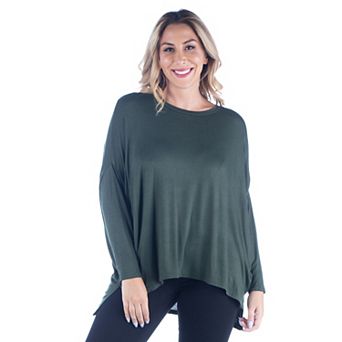 Plus Size 24Seven Comfort Apparel Oversized Long Sleeve Dolman Top