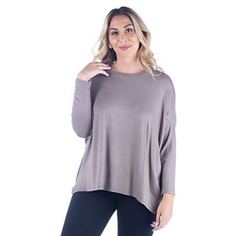 Plus Size 24Seven Comfort Apparel Oversized Long Sleeve Dolman Top
