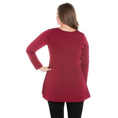Plus Size 24Seven Comfort Long Sleeve V-Neck Henley Tunic Top