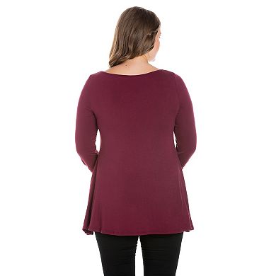 Plus Size 24Seven Comfort Apparel Ruched Sleeve Tunic Top