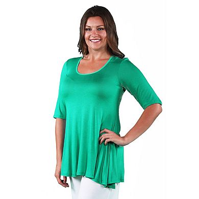 Plus Size 24Seven Comfort Apparel Elbow Swing Tunic Top