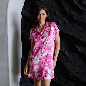 Women's Lilac+London Button-Front Sleepshirt