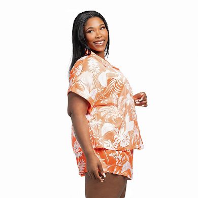 Plus Size Lilac+London 2-pc. Pajama Top & Pajama Shorts Set