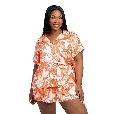 Plus Size Lilac+London 2-pc. Pajama Top & Pajama Shorts Set
