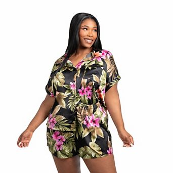Plus Size Lilac+London 2 pc Pajama Top & Pajama Shorts Set